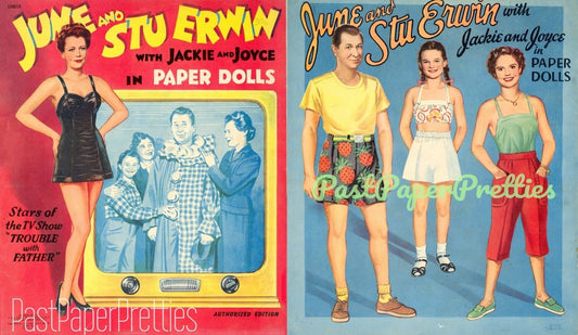 Vintage Paper Dolls June and Stu Erwin Trouble With Father TV Show c. 1954 PDF Printable Instant Digital Download TV Actress Starlet