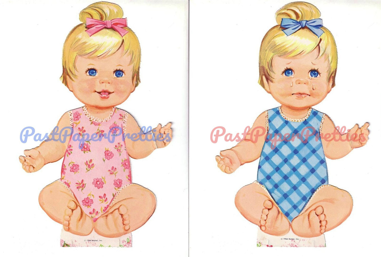 Vintage Paper Dolls Cheerful Tearful Baby Doll c. 1967 Printable PDF Instant Digital Download Cute Childhood Toy Doll Clip Art