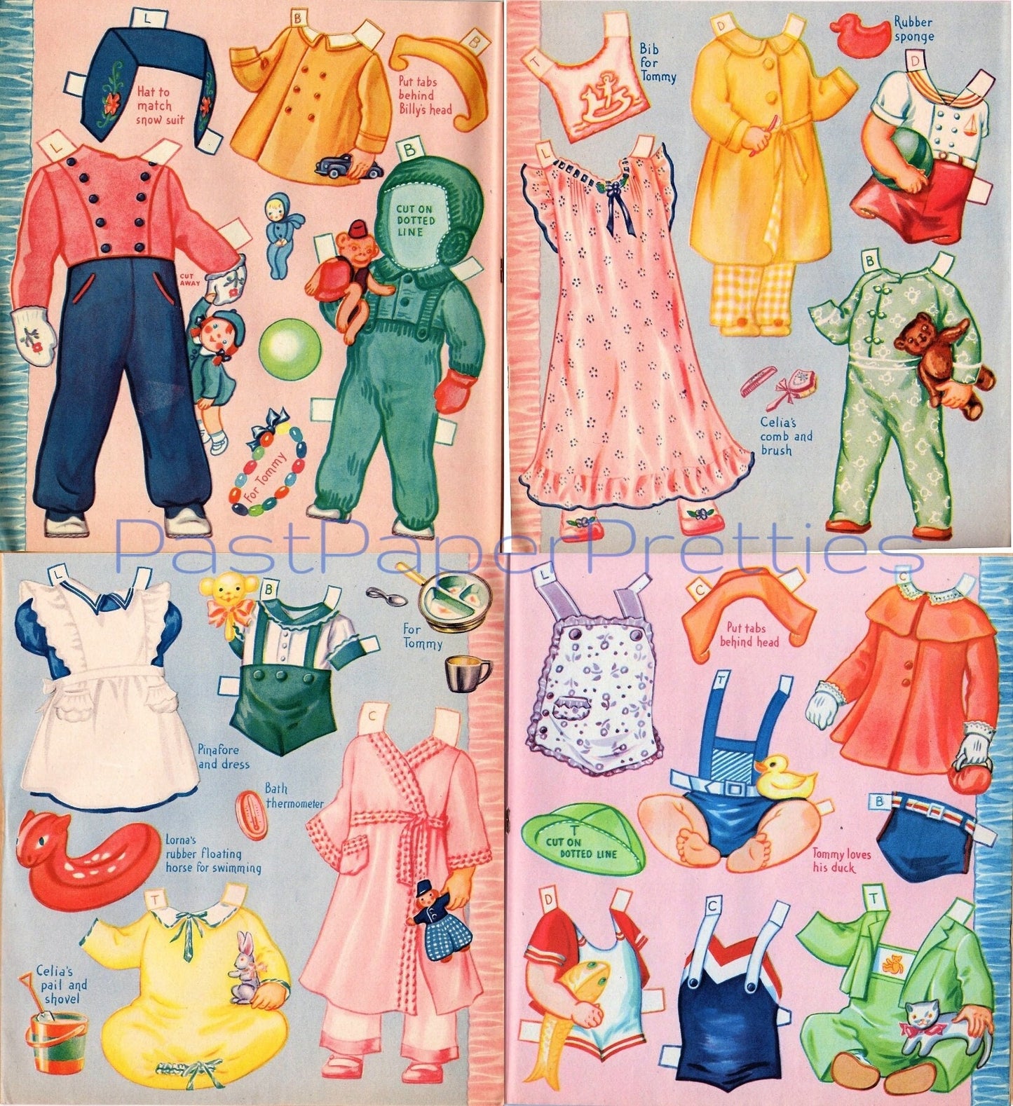 Vintage Paper Dolls Paper Doll Babies c. 1944 Printable PDF Instant Digital Download 5 Cute Kitschy Cute Kawaii Baby Toddler Dolls Clip Art