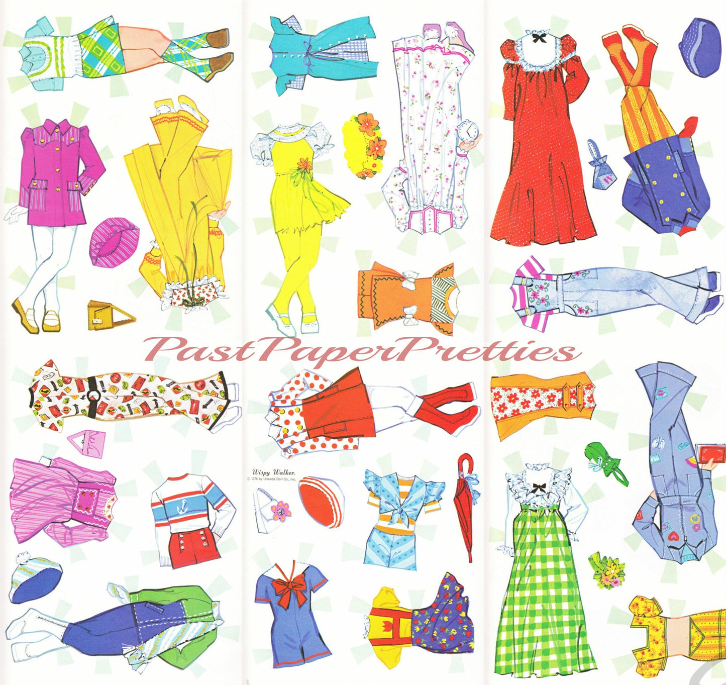 Vintage Paper Dolls Wispy Walker Doll c. 1976 Printable PDF Instant Digital Download Cute Sleepy Childhood Toy Doll Clip Art