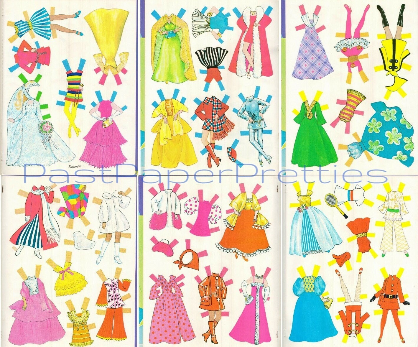 Vintage Paper Dolls Dawn Fashion Dolls Retro 1971 Printable PDF Instant Digital Download Cute Childhood Toy Fashion Dolls Clipart Z1