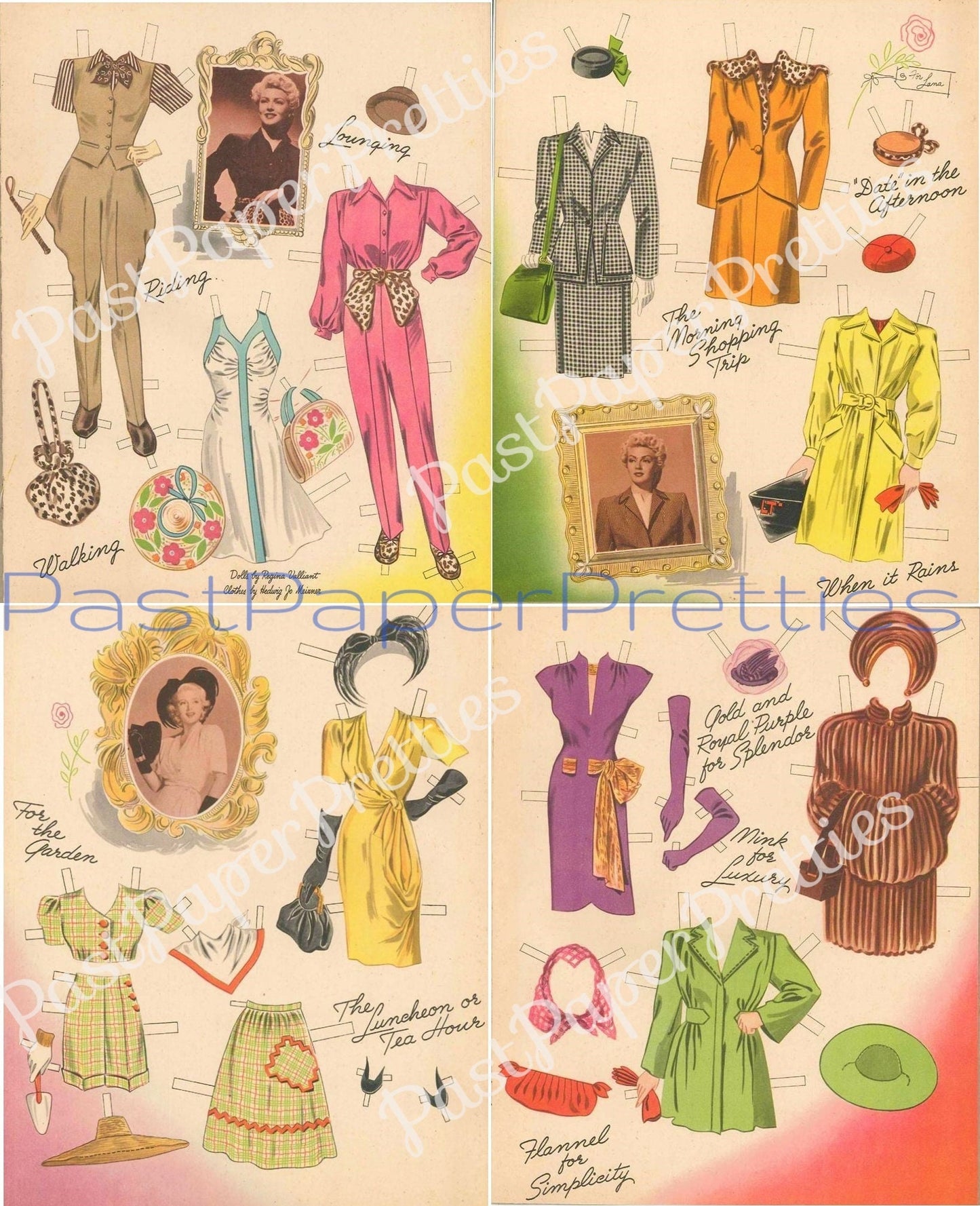 Vintage Paper Dolls Lana Turner Movie Star c. 1945 Printable PDF Instant Digital Download Hollywood American Actress Starlet Doll Clip Art