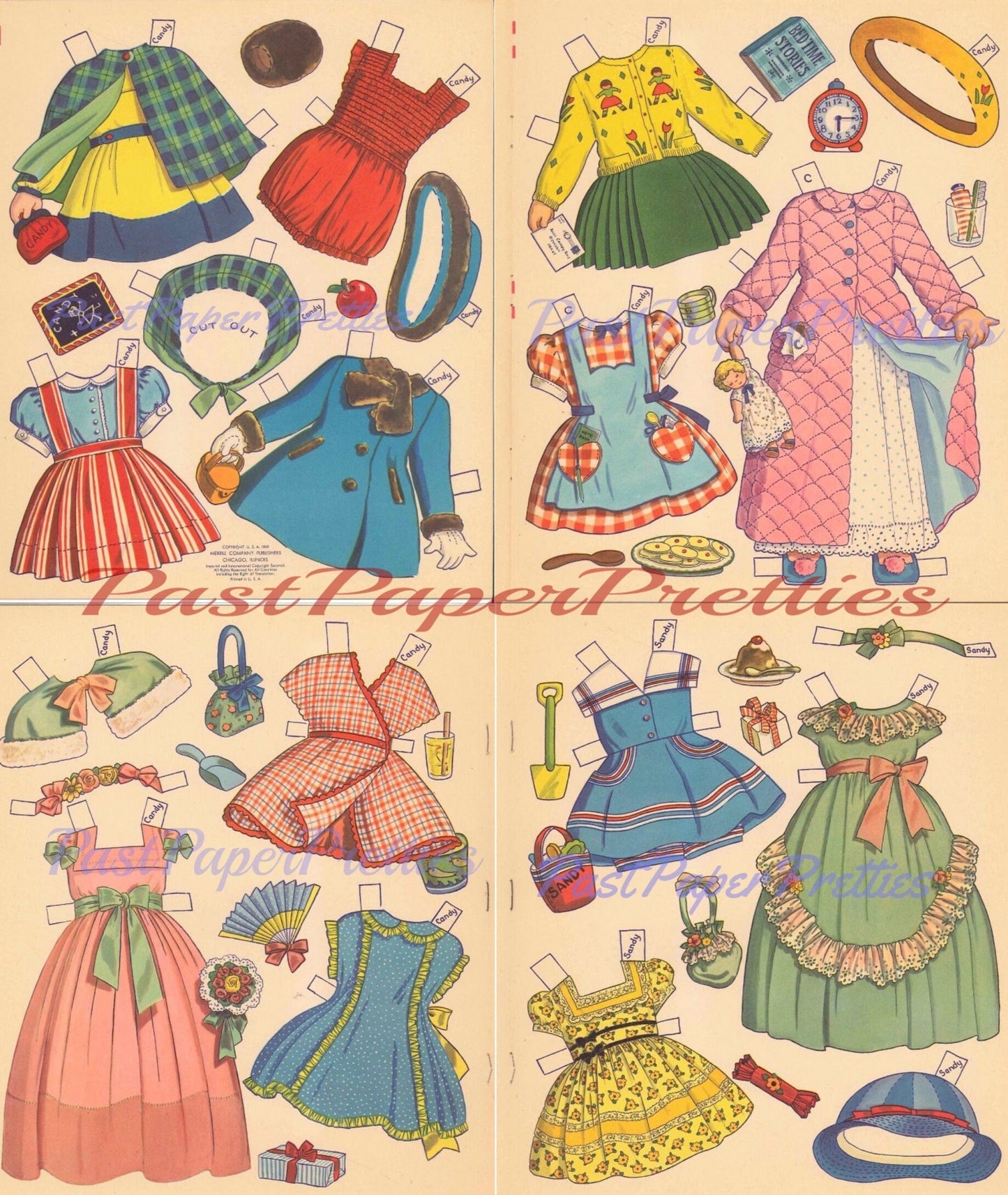 Vintage Paper Dolls Big 'n' Easy Darling Kitschy Cute Little Girls & Pets c. 1949 PDF Printable Instant Digital Download Adorable Clip Art