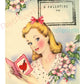 Vintage Printable Valentine Card Pretty Young Lady Image c. 1940s Instant Digital Download Beautiful Girl Clip Art