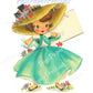 Vintage Printable Cute Retro Little Miss Easter Brunette Girl Card Image Straw Hat c. 1950s Instant Digital Download PNG JPEG 300 dpi