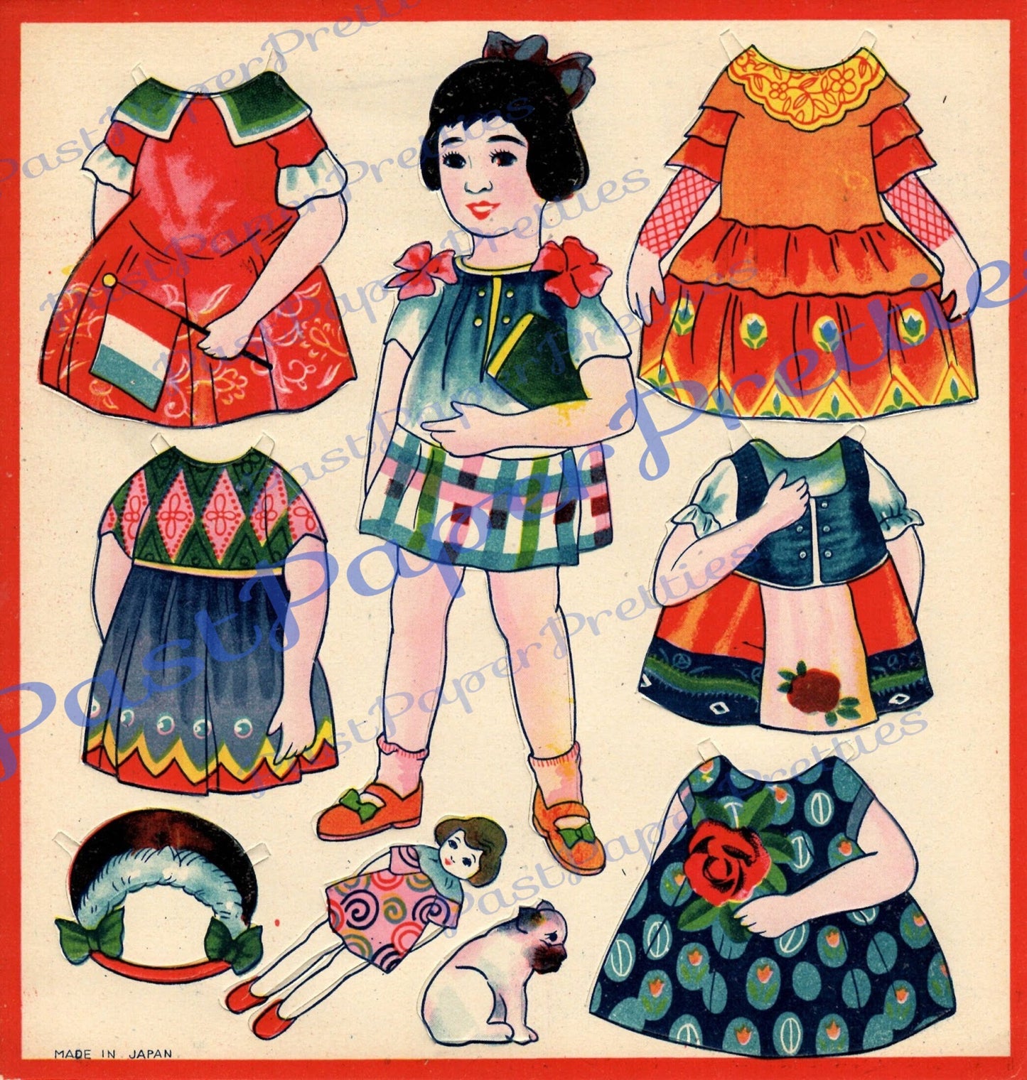 Vintage Printable Antique Japanese Paper Dolls Collage Sheets Paper Toys c. 1930s PDF Instant Digital Download Cut Out Dolls Made In Japan