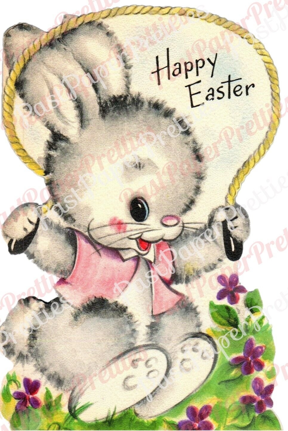 Vintage Printable Easter Bunny Easter Bunny Skipping Rope Card Image c. 1950s Instant Digital Download Retro Peter Cottontail Clip Art