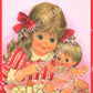 Vintage Valentine Cute Paper Doll and Her Baby Dolly and Cradle Folded Printable Card c. 1980s PDF Instant Digital Download