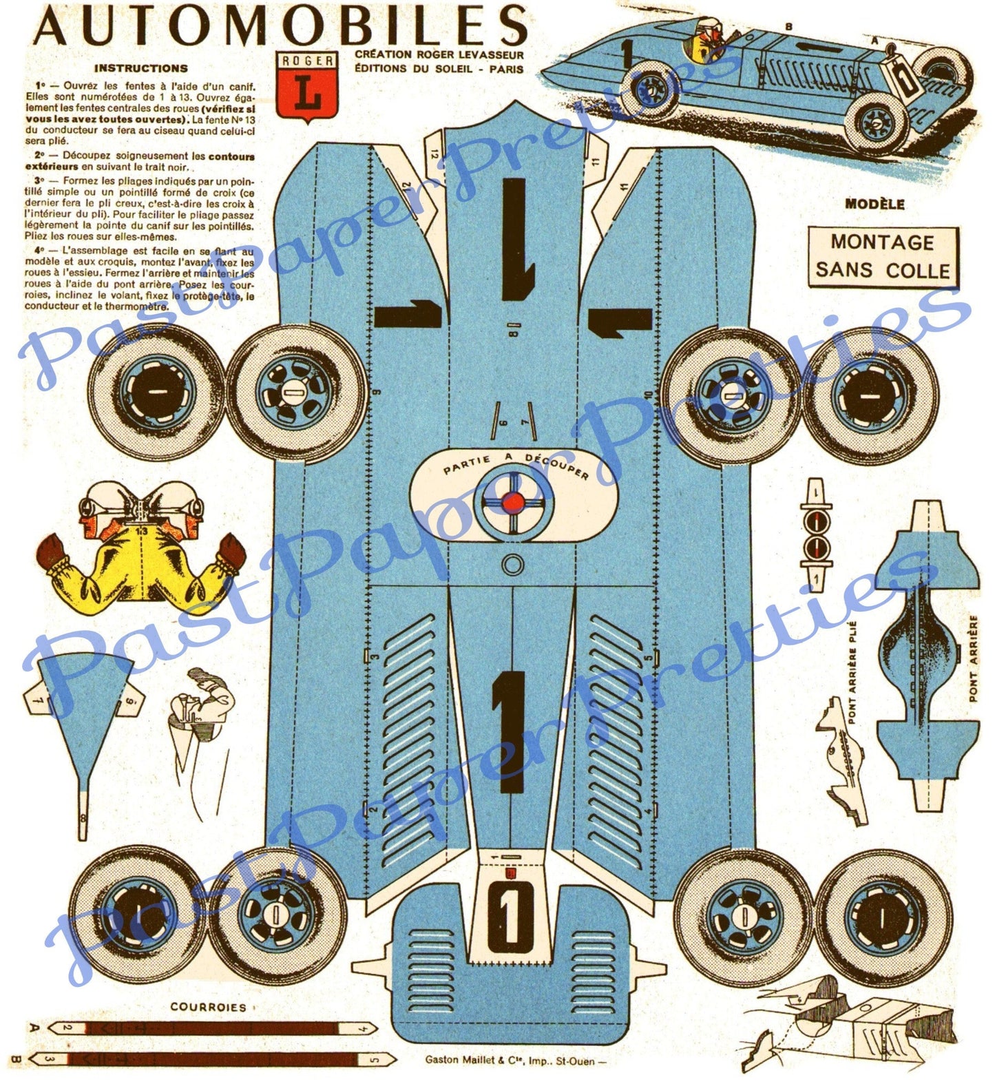 Vintage Paper Racing Cars Printable Papercraft Toy Models PDF Instant Digital Download Antique 3D Automobiles DIY 4 Designs