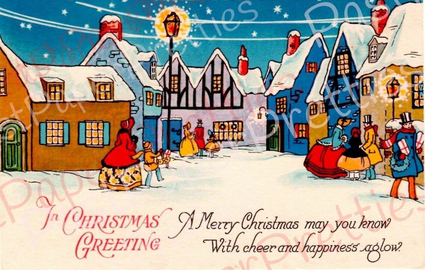 Vintage Printable Victorian Christmas Card Art Deco Postcard Images Set of 9 c. 1910s PDF Instant Digital Download JPEGS 300 dpi