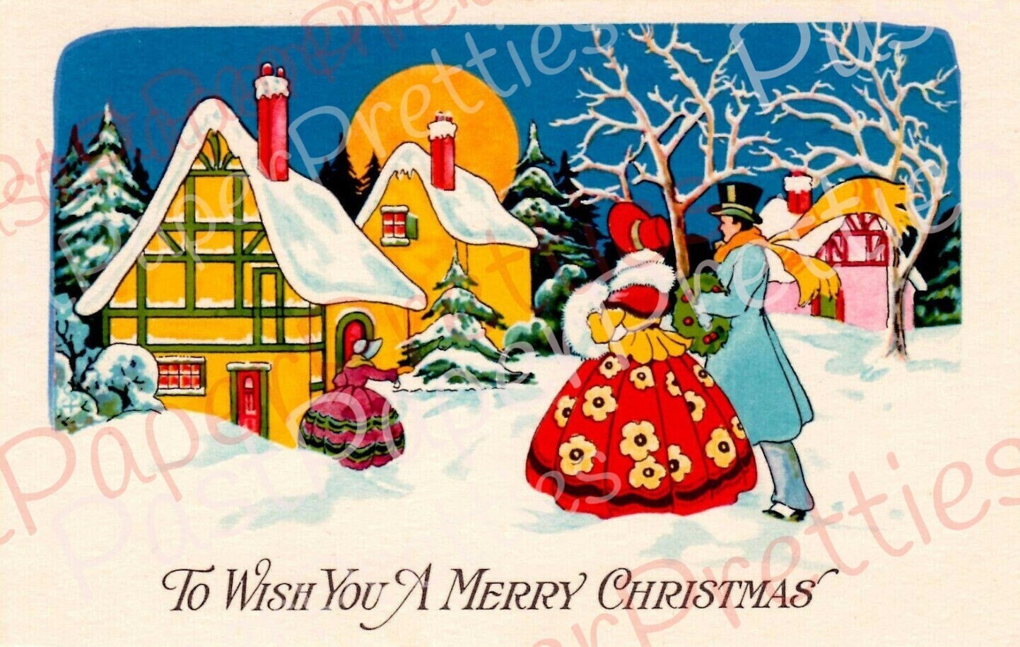 Vintage Printable Victorian Christmas Card Art Deco Postcard Images Set of 9 c. 1910s PDF Instant Digital Download JPEGS 300 dpi