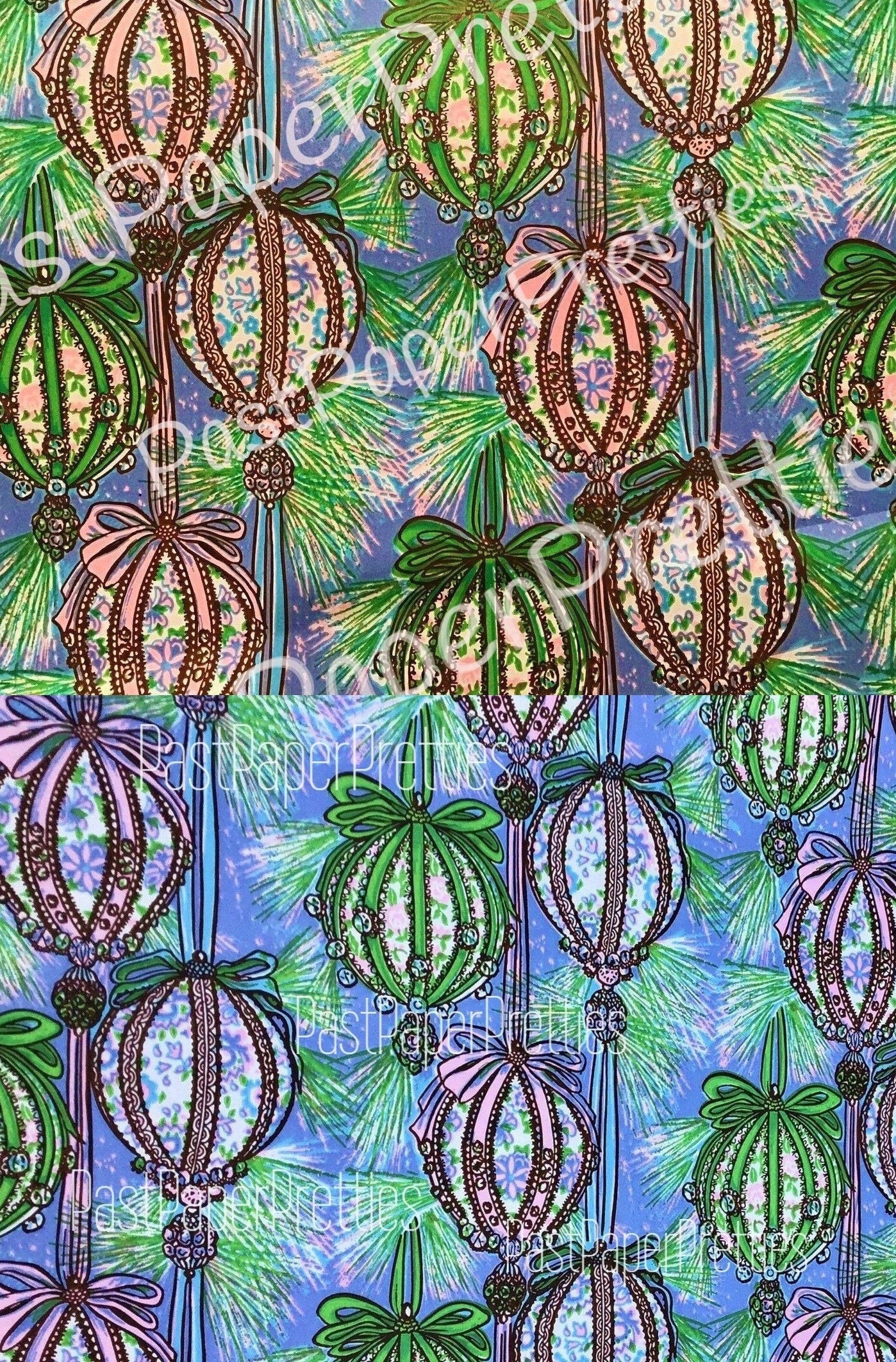 Vintage Printable Holiday Gift Wrap Pretty Retro Christmas Ball Ornaments Wrapping Paper Collage Sheet Instant Digital Download