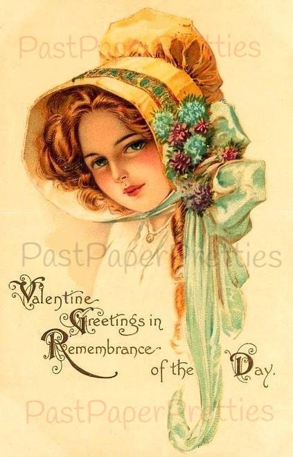 Vintage Pretty Victorian Valentine Ladies Portrait Postcard Images Printable Instant Digital Download Edwardian Girls Flowers Clip Art