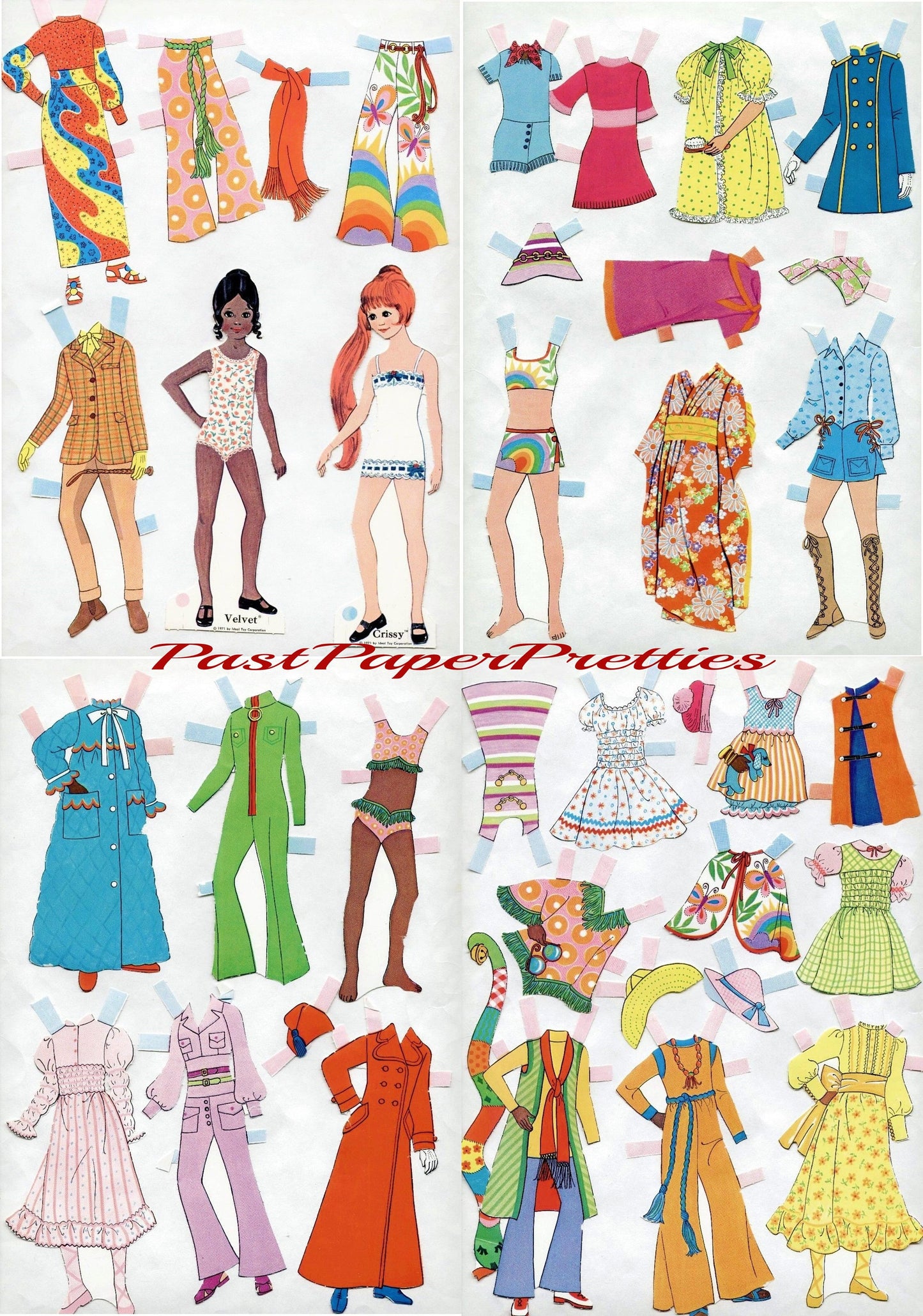 Vintage Paper Dolls Crissy and Velvet 1971 Printable PDF Instant Digital Download Pretty Childhood Toy Fashion Doll Clip Art Z1