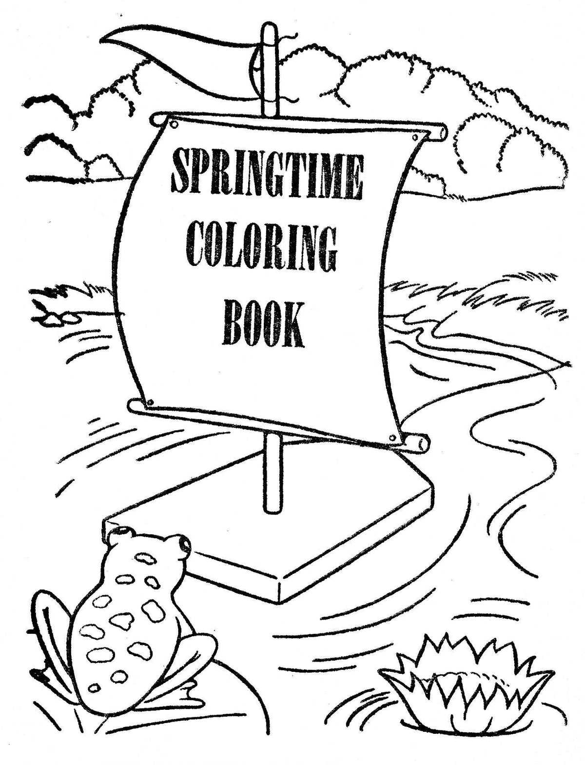 Spring Time Images Pdf Vintage Printable Coloring Book Pages Springtime 1944 PDF Instant Digi ...