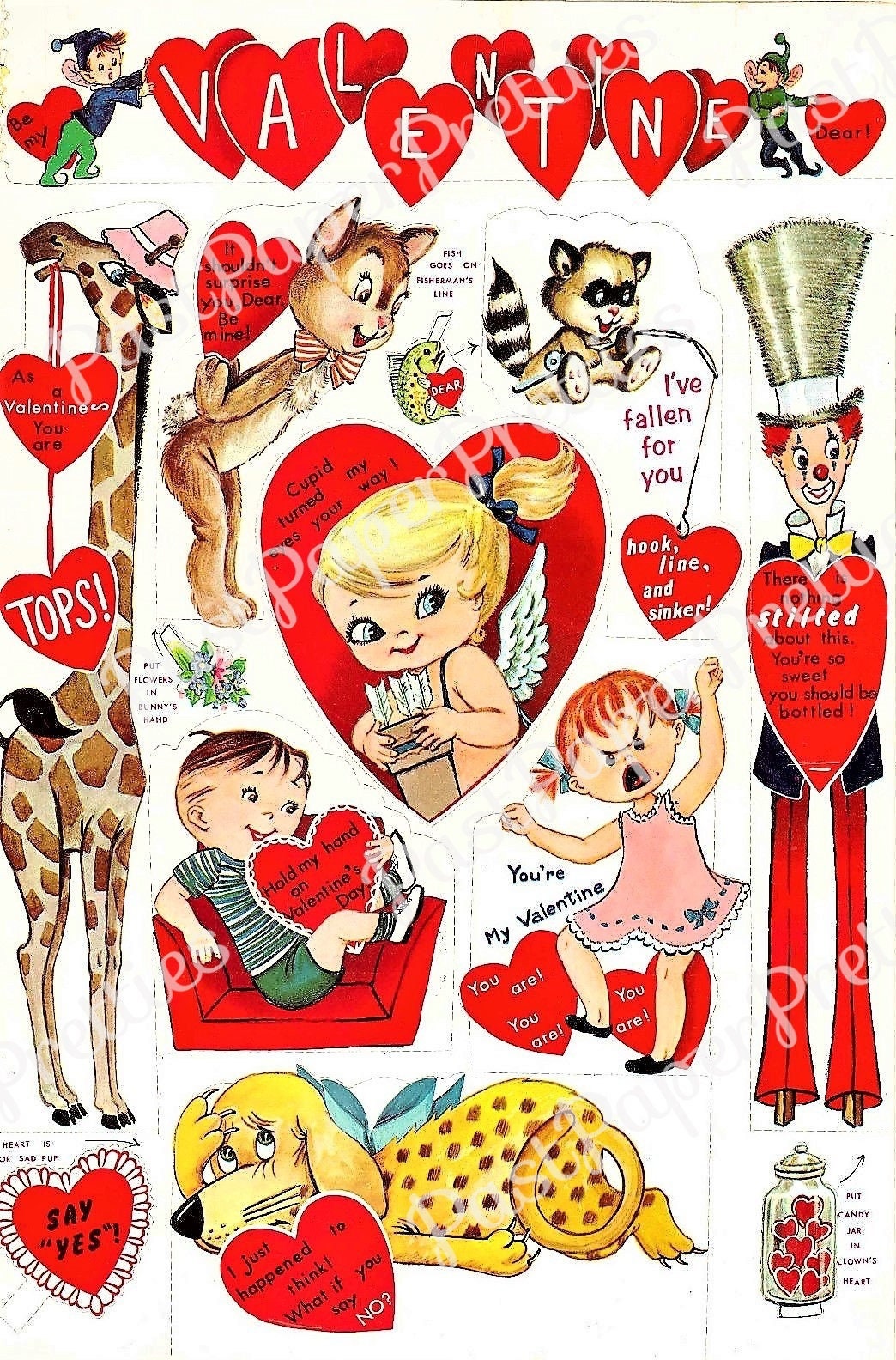 Vintage Printable Valentine Playbook Cut Out Cards Envelopes Seals Retro 1980s PDF Instant Digital Download Cute Kitsch Designs