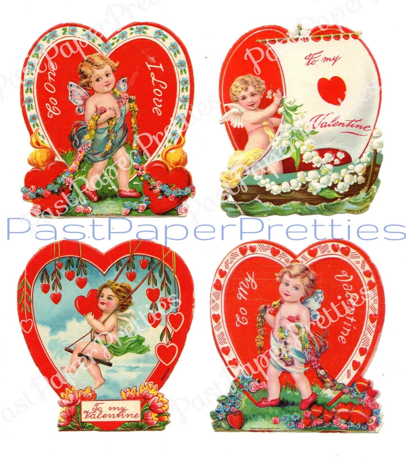 Vintage Printable Valentines Day Cards Victorian Cupids Baby Angels Collage Sheets PDF Instant Digital Download Cute Darling Valentines