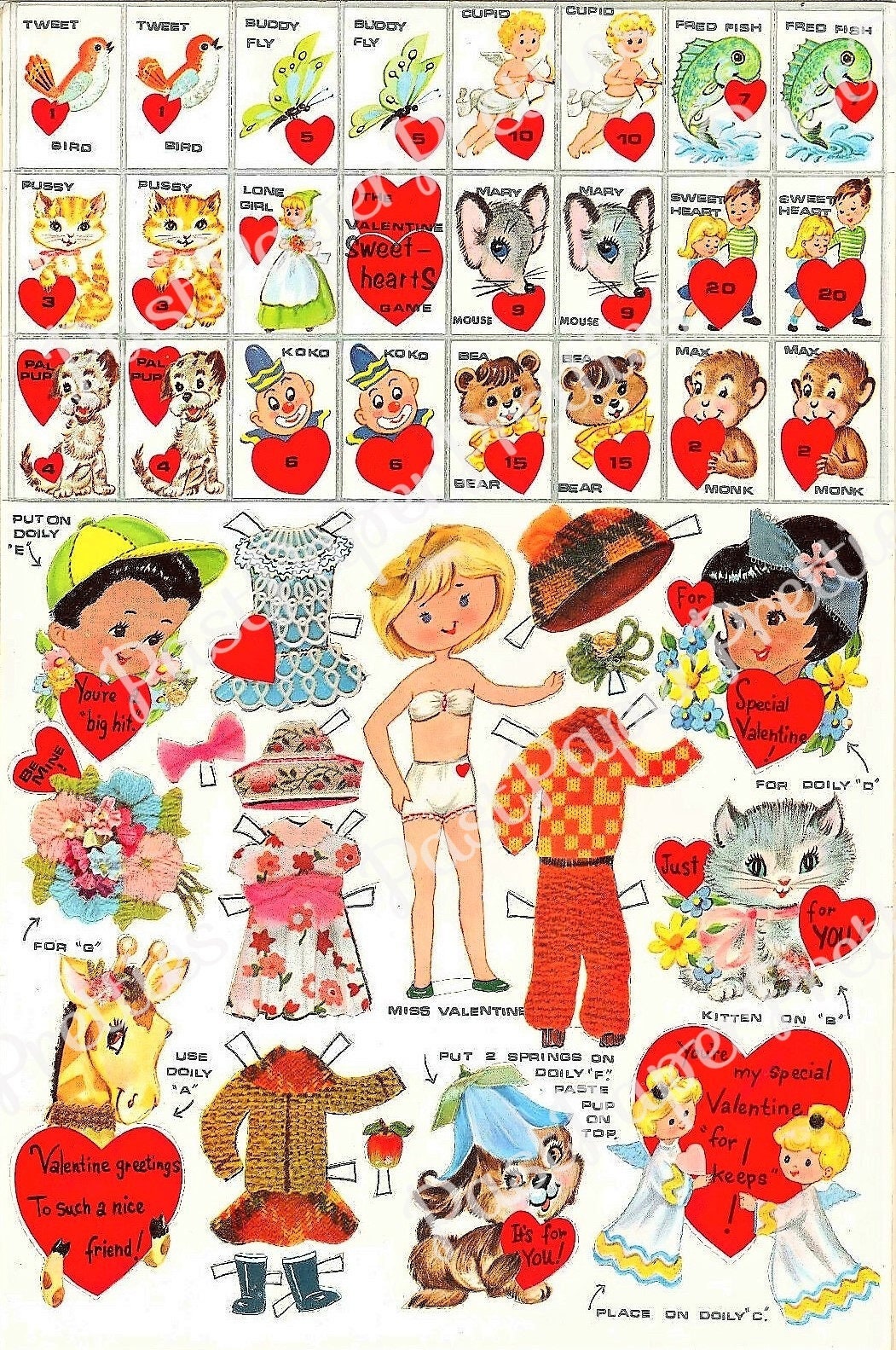 Vintage Printable Valentine Playbook Cut Out Cards Envelopes Seals Retro 1980s PDF Instant Digital Download Cute Kitsch Designs