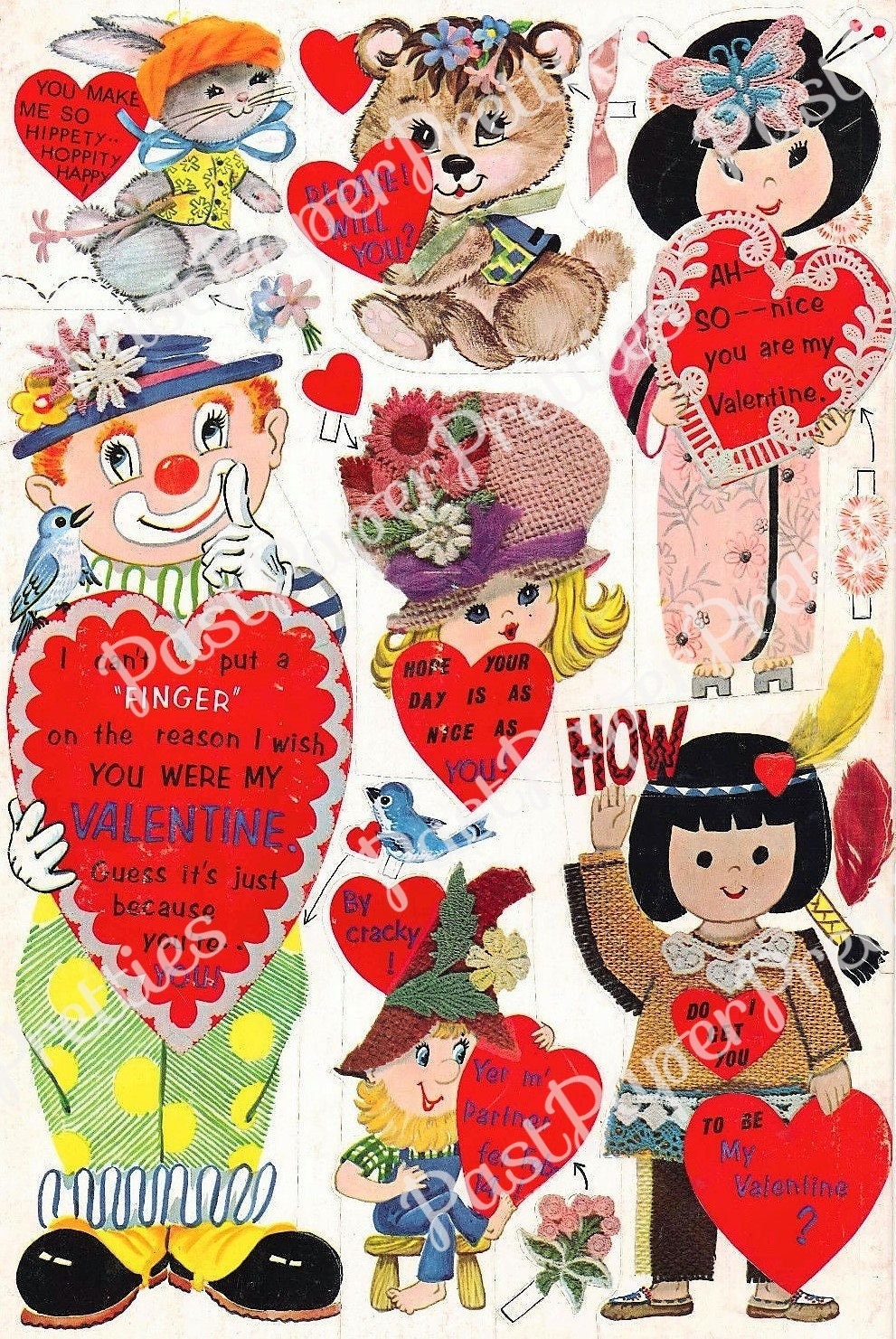 Vintage Printable Valentine Playbook Cut Out Cards Envelopes Seals Retro 1980s PDF Instant Digital Download Cute Kitsch Designs