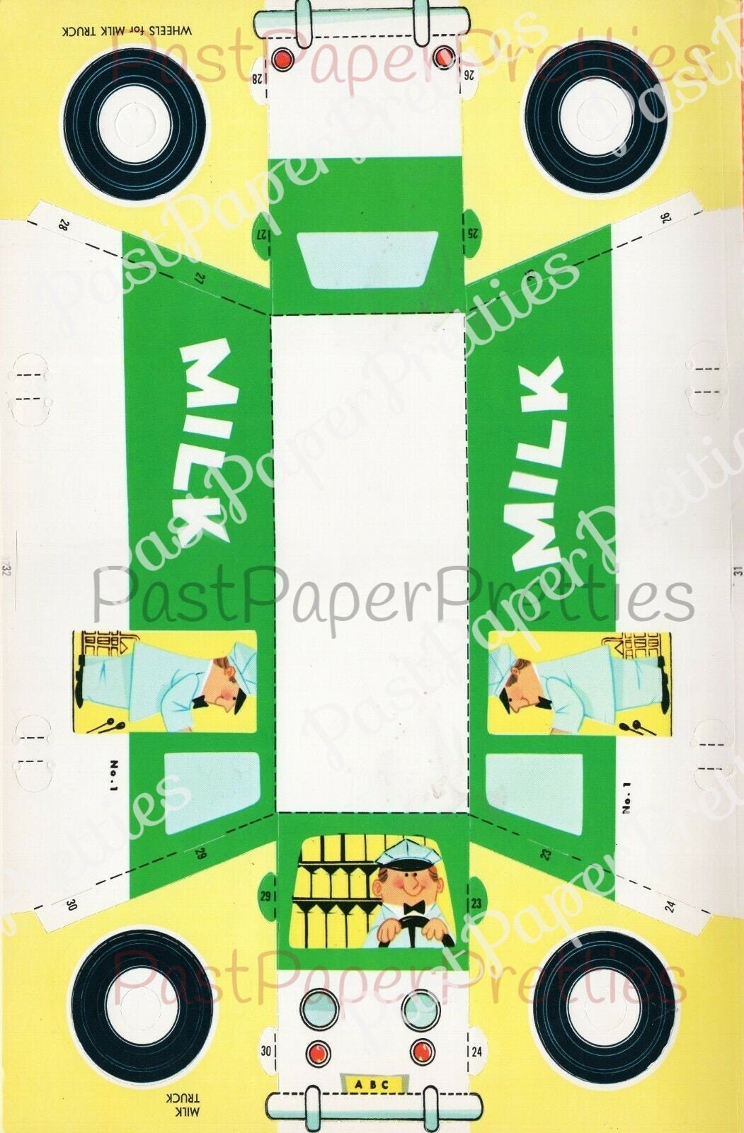 Vintage Printable Paper Trucks and Cars Punch Out Papercraft Toys 1963 PDF Instant Digital Download 3D Vehicles Gas Station Paper Playset