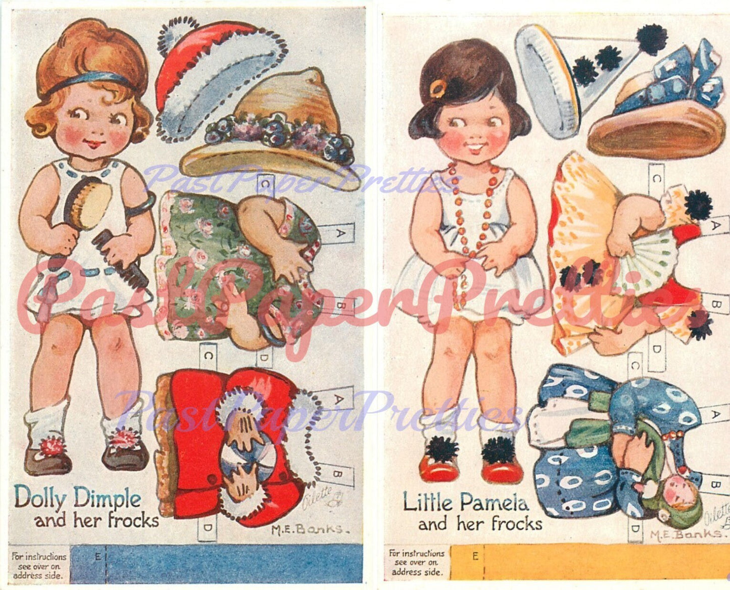 Vintage Printable Antique Paper Dolls Cute Little Girls Boys Children c. 1930s PDF Instant Digital Download 6 Sets Oilettes Kawaii Kitsch