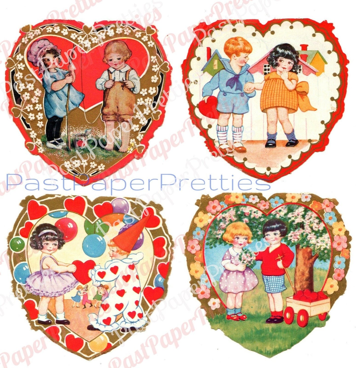 Vintage Printable Antique Whitney Valentines Day Cards Victorian 1910s Cute Darling Children Collage Sheets PDF Instant Digital Download