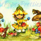 Vintage Printable Little Bonnie Blossom Flower Fairy Girl and Forest Friends Postcard Images Set c. 1976 Instant Digital Download 300 dpi