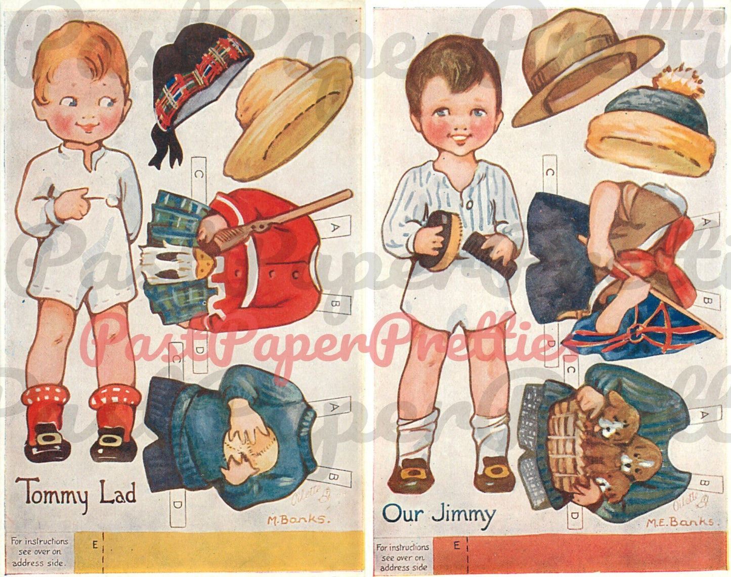 Vintage Printable Antique Paper Dolls Cute Little Girls Boys Children c. 1930s PDF Instant Digital Download 6 Sets Oilettes Kawaii Kitsch