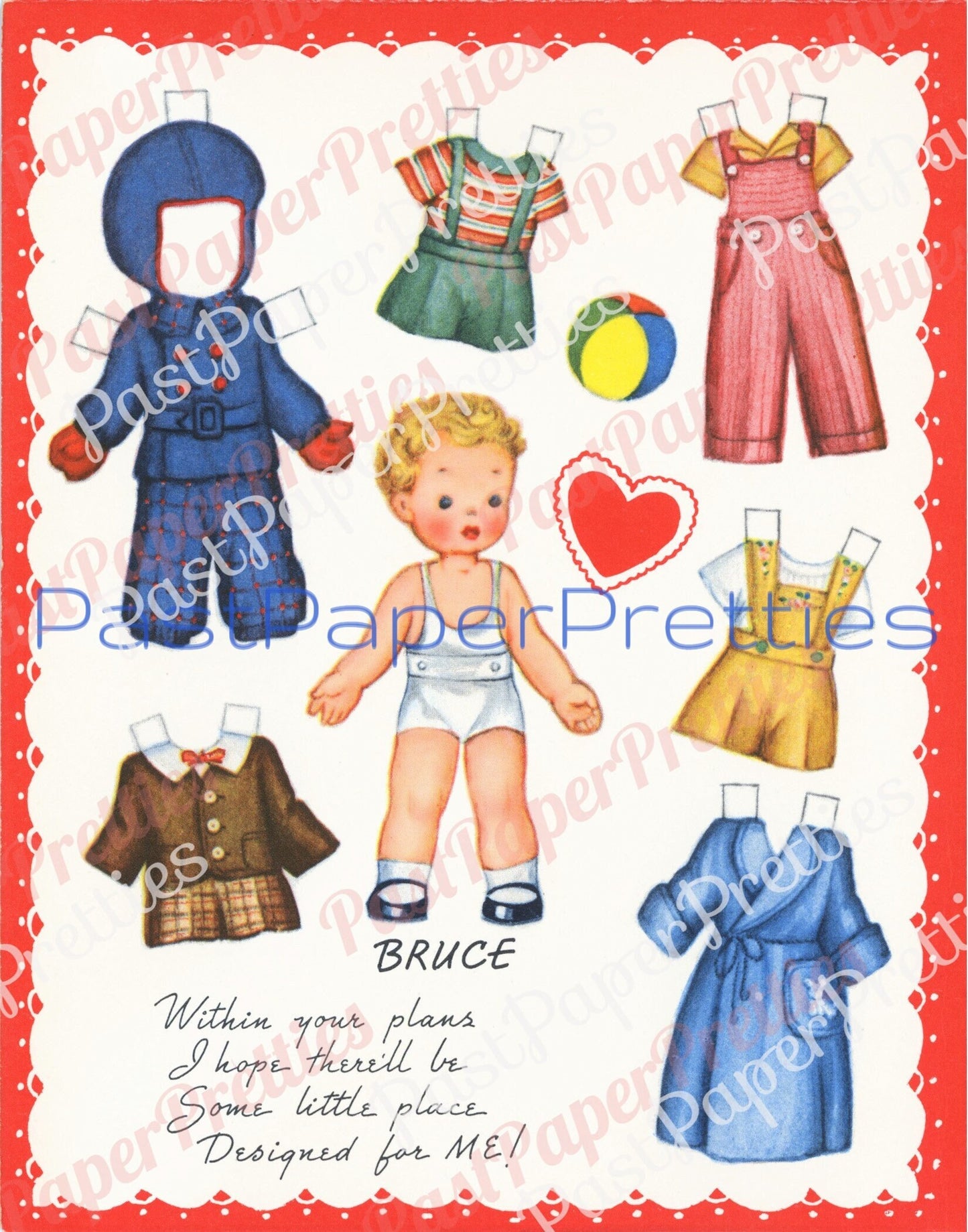 Vintage Printable Valentines Day Card Cute Cut Out Paper Dolls Book Phyllis Judy Dick Bruce 1957 PDF Instant Digital Download Girls Boys
