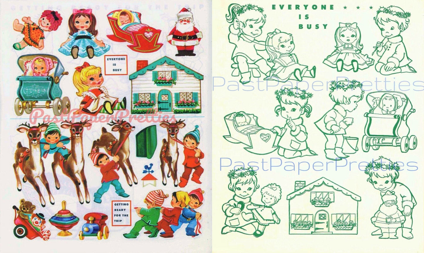 Vintage Printable Santa Sticker Push-Outs Activity Book c. 1961 PDF Instant Digital Download Retro Christmas Paper Craft