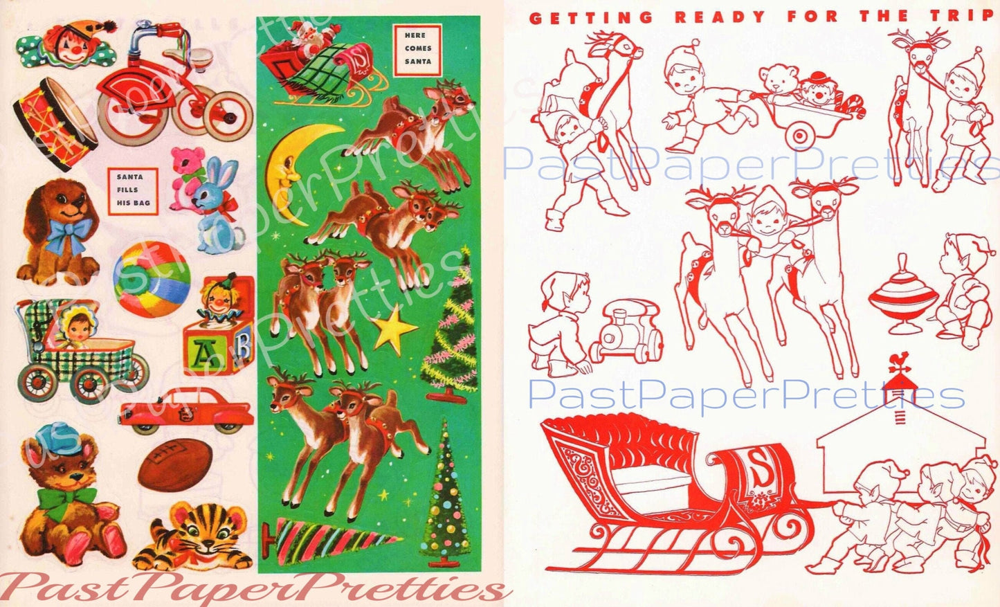 Vintage Printable Santa Sticker Push-Outs Activity Book c. 1961 PDF Instant Digital Download Retro Christmas Paper Craft