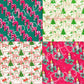 Vintage Printable Christmas Gift Wrap Retro 4 Pack Candy Cane Trees Candle Designs Instant Digital Download Holiday Wrapping Paper Images