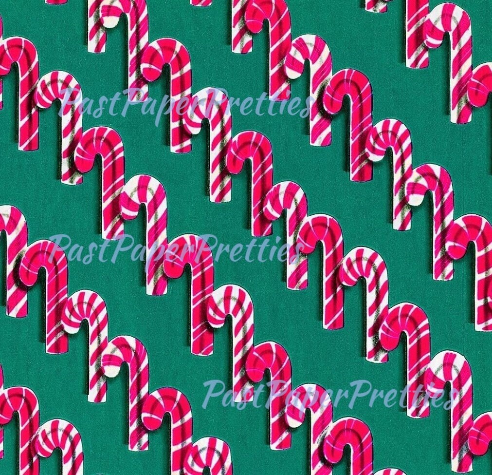 Vintage Printable Christmas Gift Wrap Retro 4 Pack Candy Cane Trees Candle Designs Instant Digital Download Holiday Wrapping Paper Images