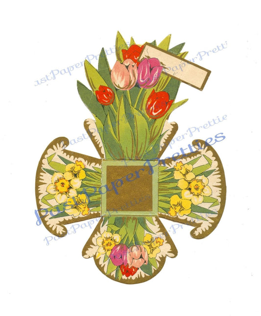 Vintage 4" Mothers Day Printable Spring Flowers Favor Box PDF Instant Digital Download Treat or Flower Holder Basket Cut Out Assemble