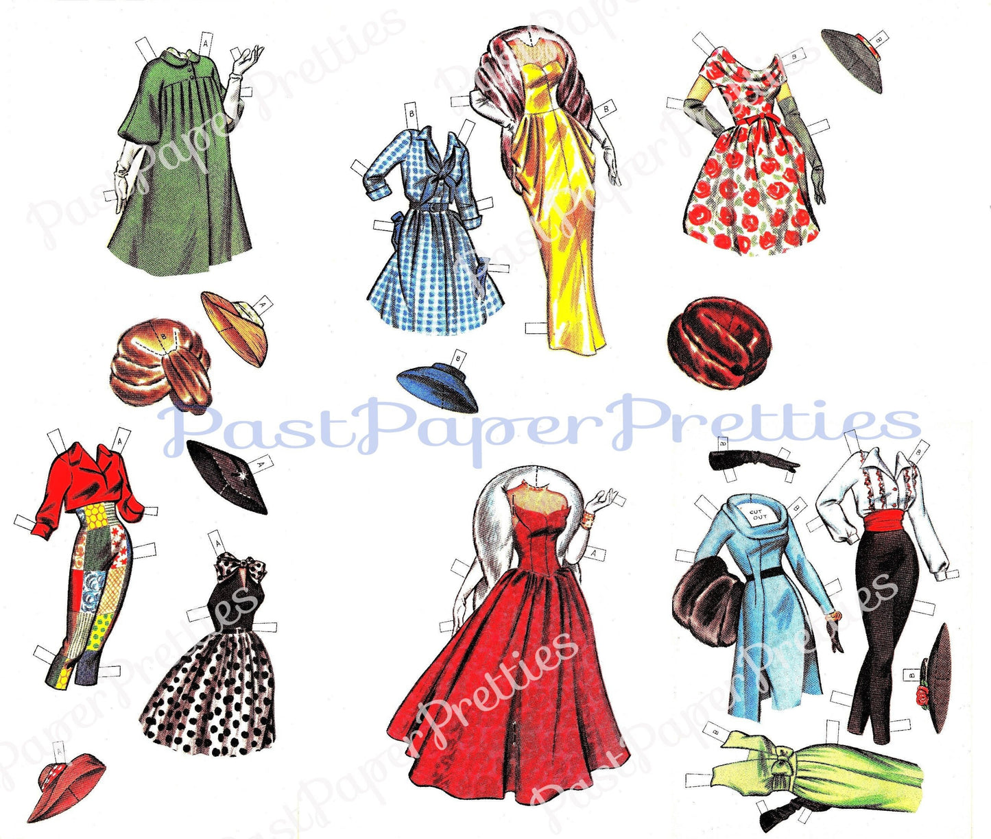 Vintage Paper Dolls Society Dolls c. 1963 PDF Printable Instant Digital Download 2 Pretty Ladies and Sixties Fashions Clip Art