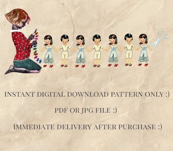 Vintage Paper Dolls Seven and Seventeen 1945 Printable PDF Instant Digital Download Pretty Big and Little Sister Dress-Alike Dolls