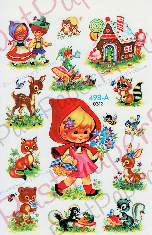 Vintage Retro Baby Nursery Storybook Fairy Tale Forest Animals Printable Decals Collage Sheet Instant Digital Download Journal Images 1980s