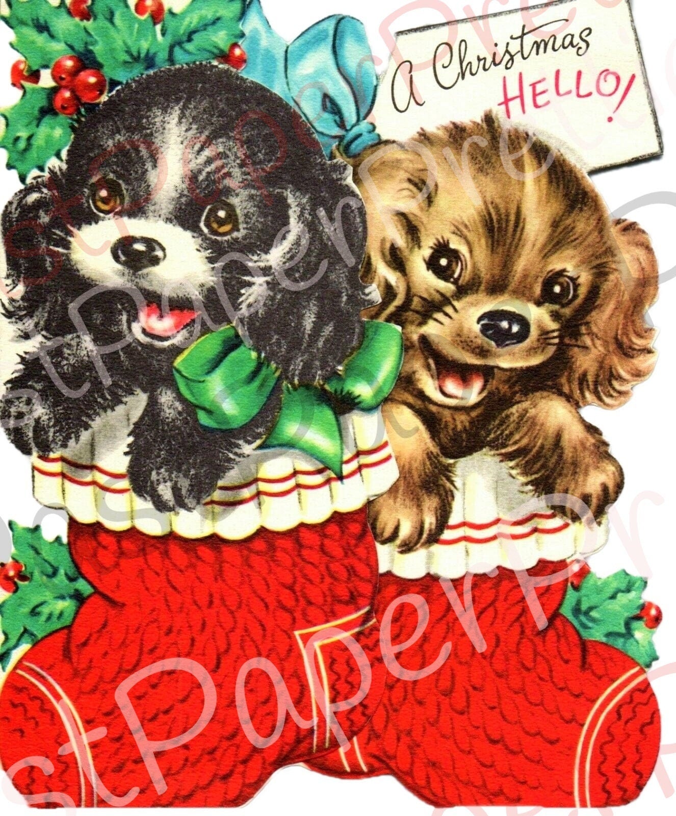 Vintage Printable Puppy Dog Christmas Collage Sheets & Cards Cute Retro Holiday Dogs Images PDF Instant Digital Download Puppies Clipart