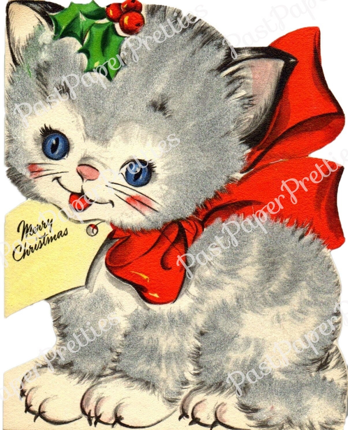 Vintage Printable Kitty Cat Christmas Collage Sheets & Full Cards ALL Cute Holiday Cats Images PDF Instant Digital Download Kitten Clipart