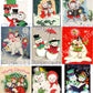 54 Vintage Printable Christmas Snowman Collage Sheets & Full Cards Snow Couples Snow People in Love PDF Instant Digital Kitsch Cute Snowmen