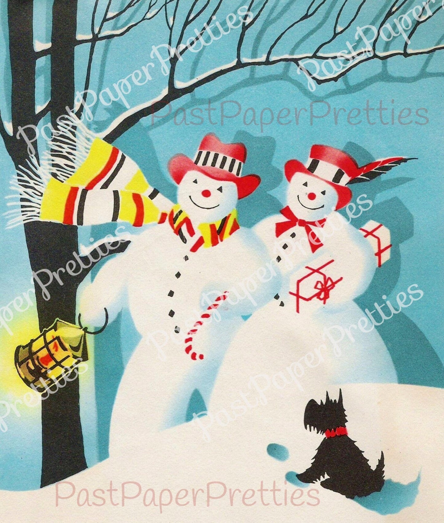 54 Vintage Printable Christmas Snowman Collage Sheets & Full Cards Snow Couples Snow People in Love PDF Instant Digital Kitsch Cute Snowmen