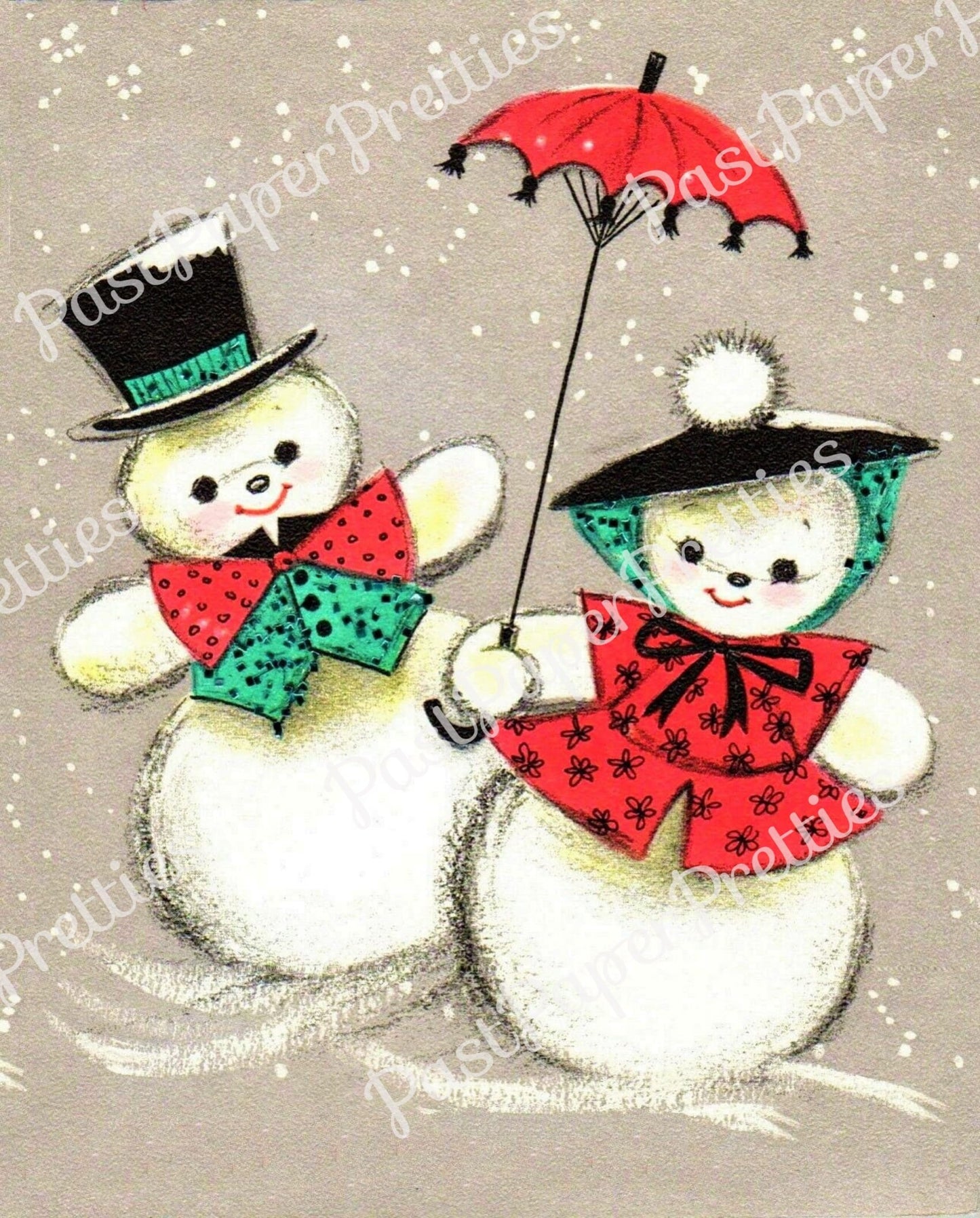 54 Vintage Printable Christmas Snowman Collage Sheets & Full Cards Snow Couples Snow People in Love PDF Instant Digital Kitsch Cute Snowmen