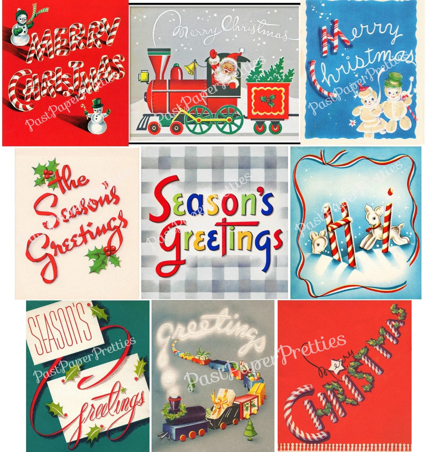 Vintage Printable Festive Font Mid Century Christmas Word Art Collage Sheets & Card Images PDF Instant Digital Download Retro  Clip Art