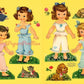 Vintage Paper Dolls Lindy-Lou 'n Cindy-Sue c. 1954 PDF Instant Digital Download Kitschy Cute Girls Wrap Around Dresses Printable Clip Art