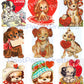 63 Vintage Puppy Dog Valentine Cards ALL Doggie Themed Images Printable PDF Instant Digital Download Kitsch Anthropomorphic Doggie Clip Art