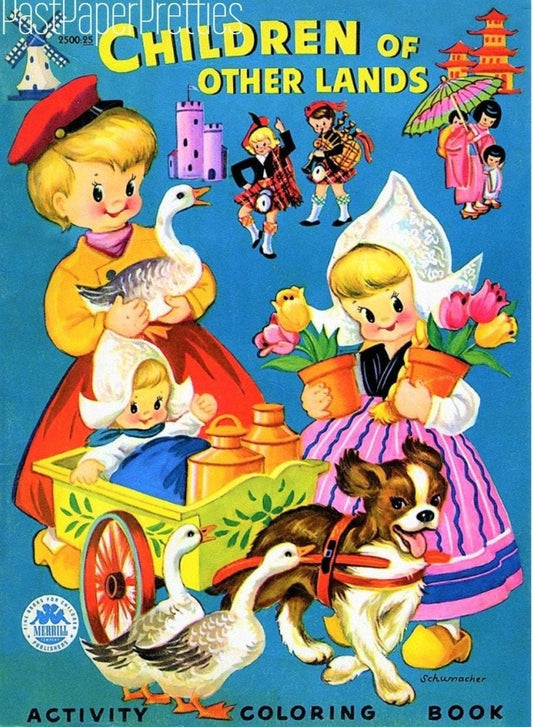 Vintage Printable Coloring Book Pages Children of Other Lands 1954 PDF Instant Digital Download Kitschy Cute Girls Boys Clip Art 80 pgs