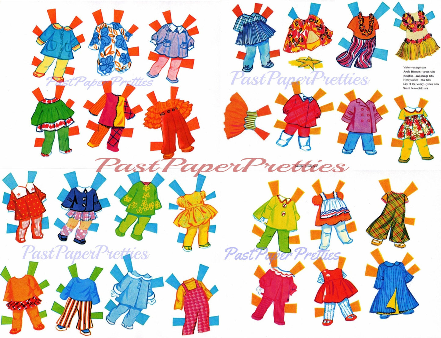 Vintage Paper Dolls Liddle Kiddles Kolognes c. 1969 Printable PDF Instant Digital Download 6 Cute Childhood Toy Dolls Clip Art