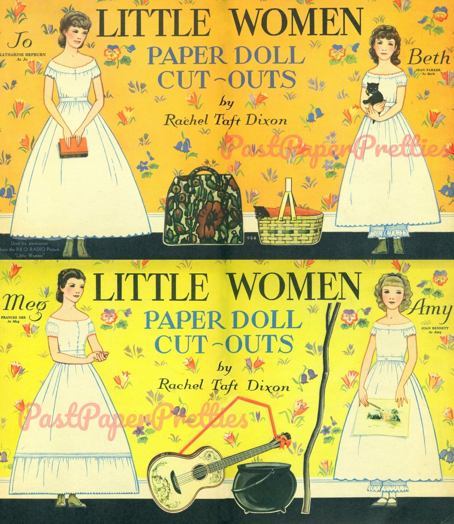 Vintage Paper Dolls Little Women Cut-Outs c. 1934 PDF Printable Instant Digital Download Meg Amy Jo Beth Sisters Clip Art