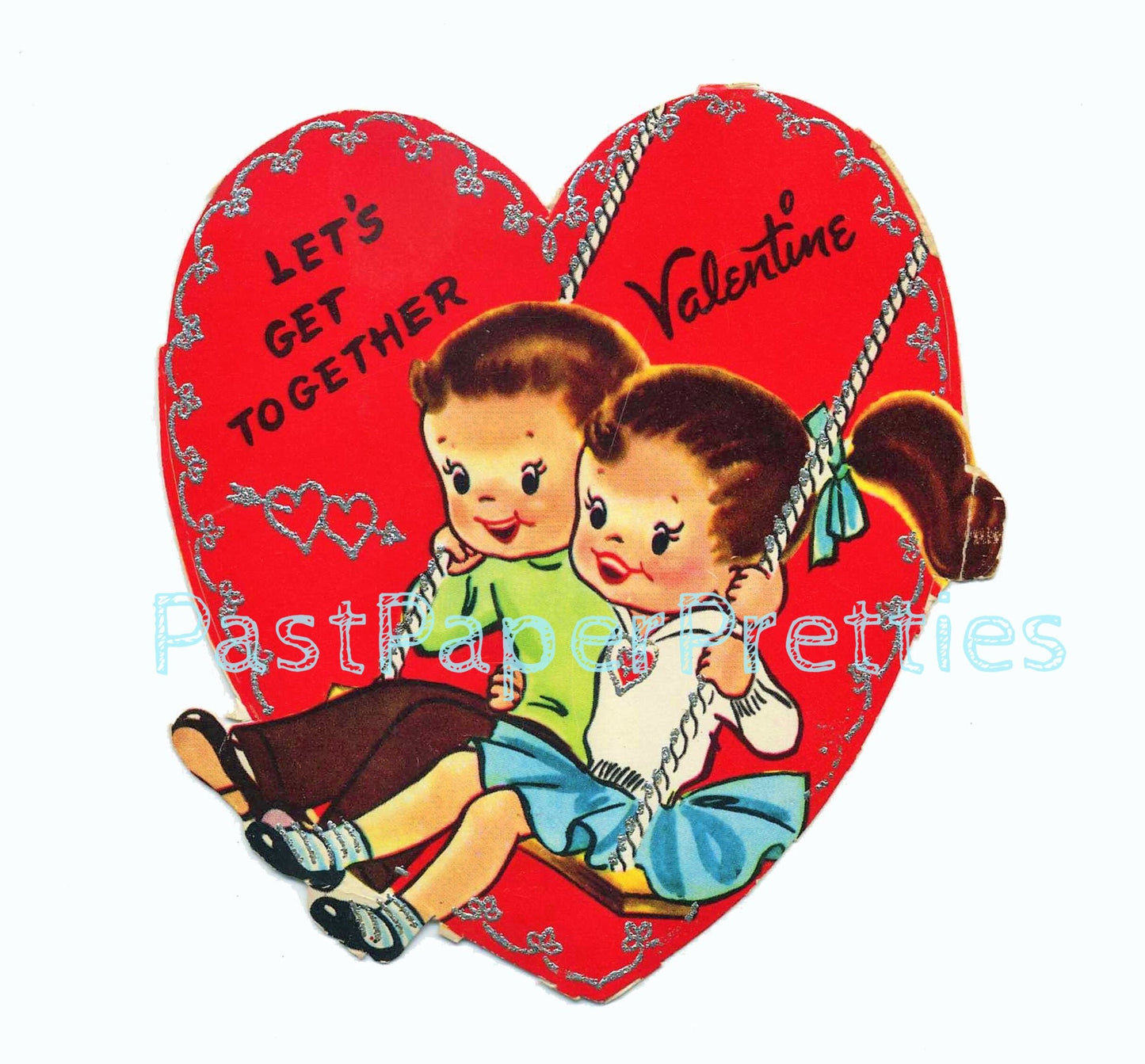 50 Vintage Printable Retro 1950s SINGLE Valentine Cards Cute Kitsch Children Animals Fruits Veggies Images PDF Instant Digital Download