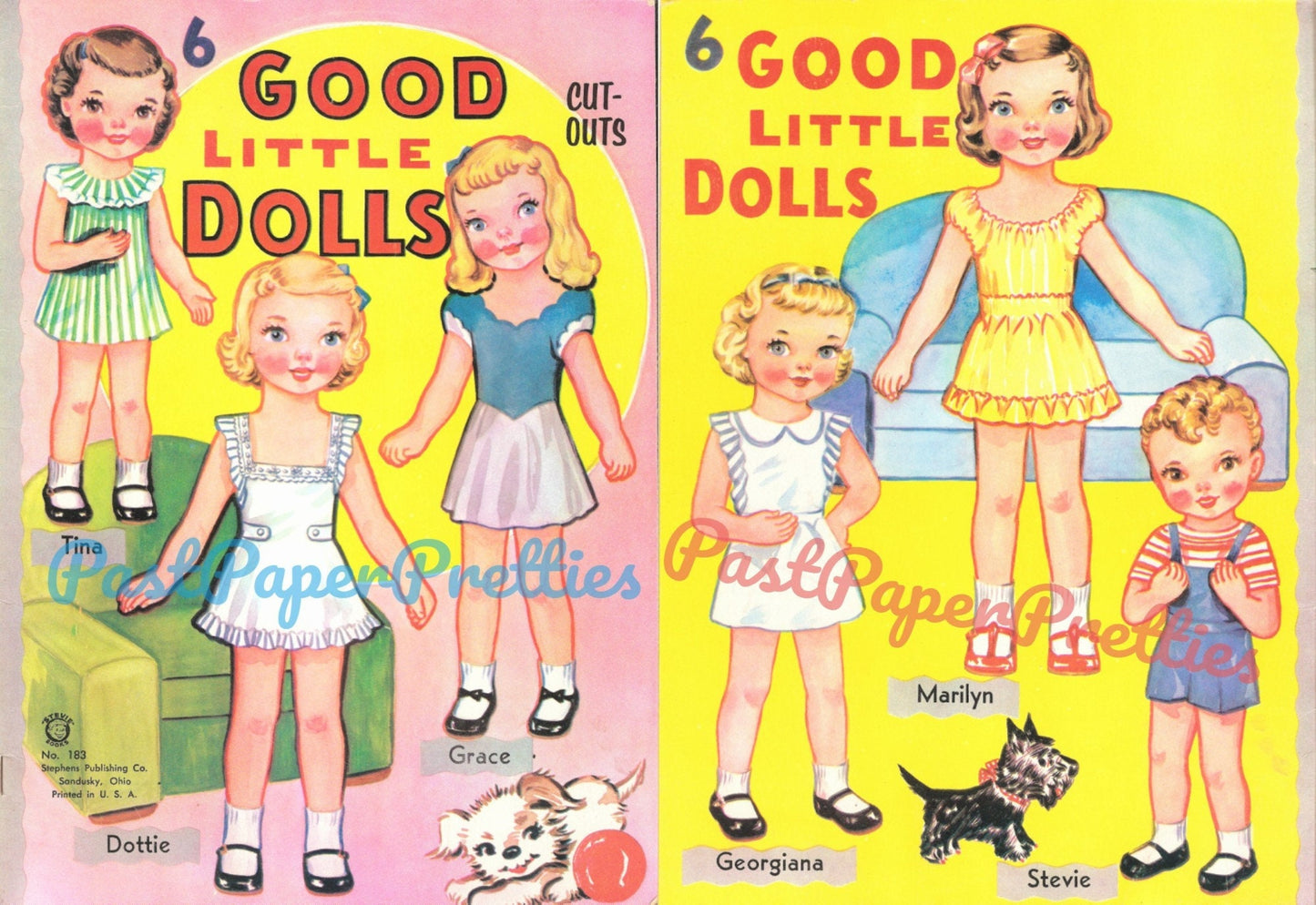 Vintage Paper Dolls 6 Good Little Dolls Cut-Outs 1941 Printable PDF Instant Digital Download Adorable Kitsch Cute Kawaii Children Clip Art